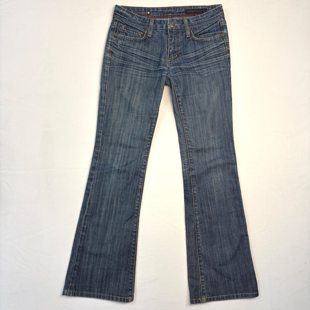 Vertigo‎ Jeans Womens 28 Blue Denim Bootcut Low Rise Whiskered Western Y2K